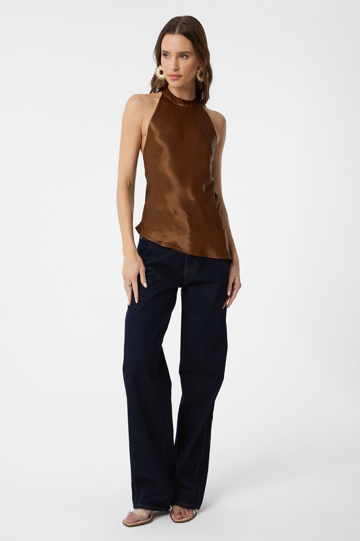 Antioch Asymmetrical Satin Backless Women's Top
