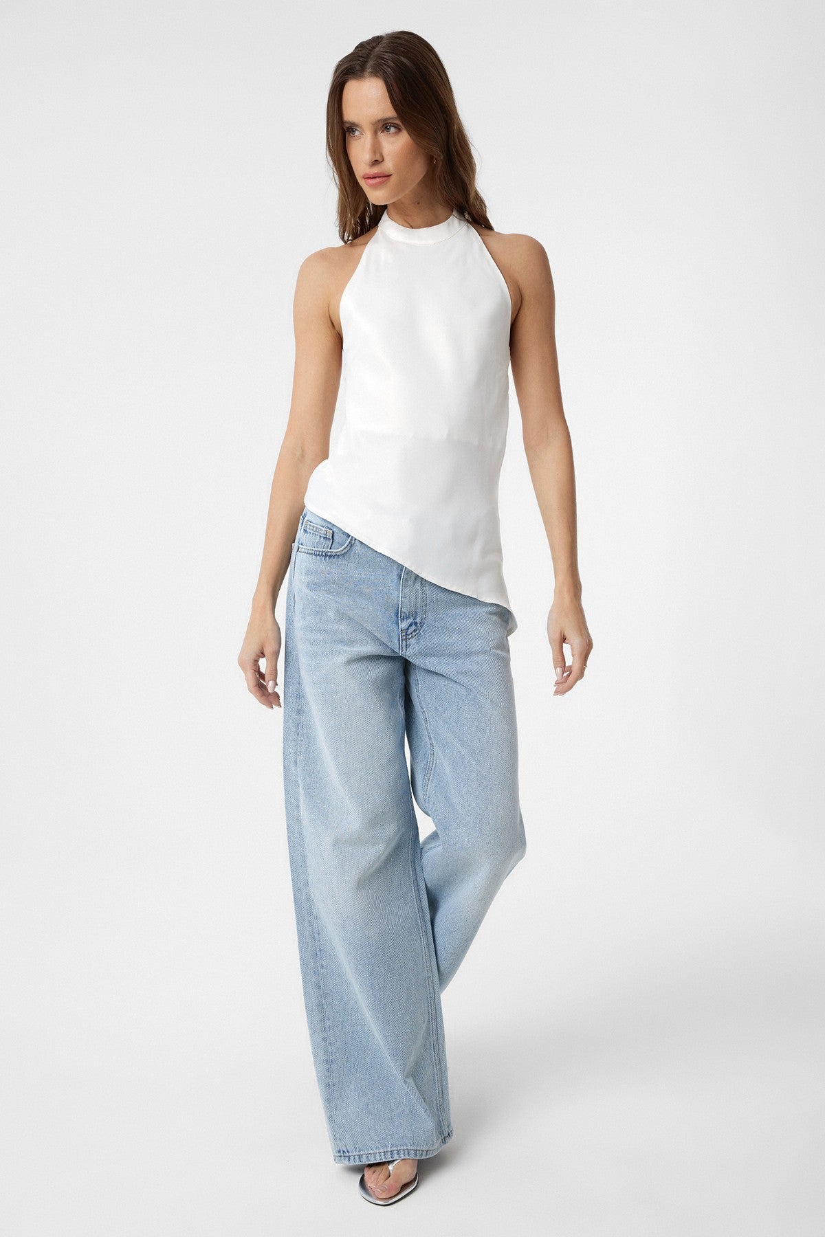 Antioch Asymmetrical Satin Backless Women's Top