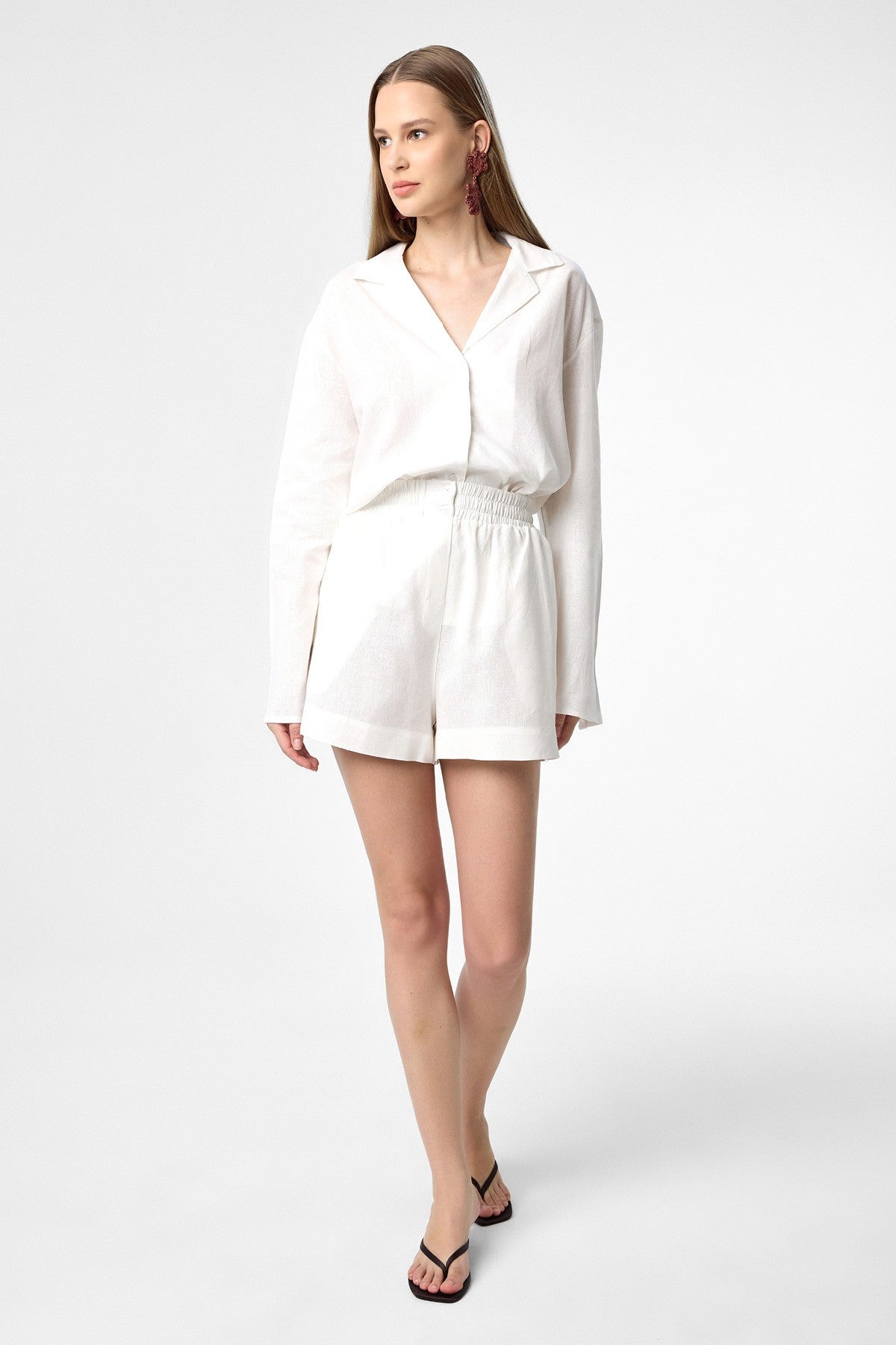 Antioch Linen-Blend Shorts and Shirt Set for Women