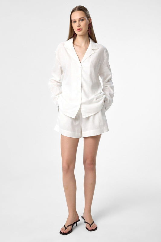 Antioch Linen-Blend Shorts and Shirt Set for Women