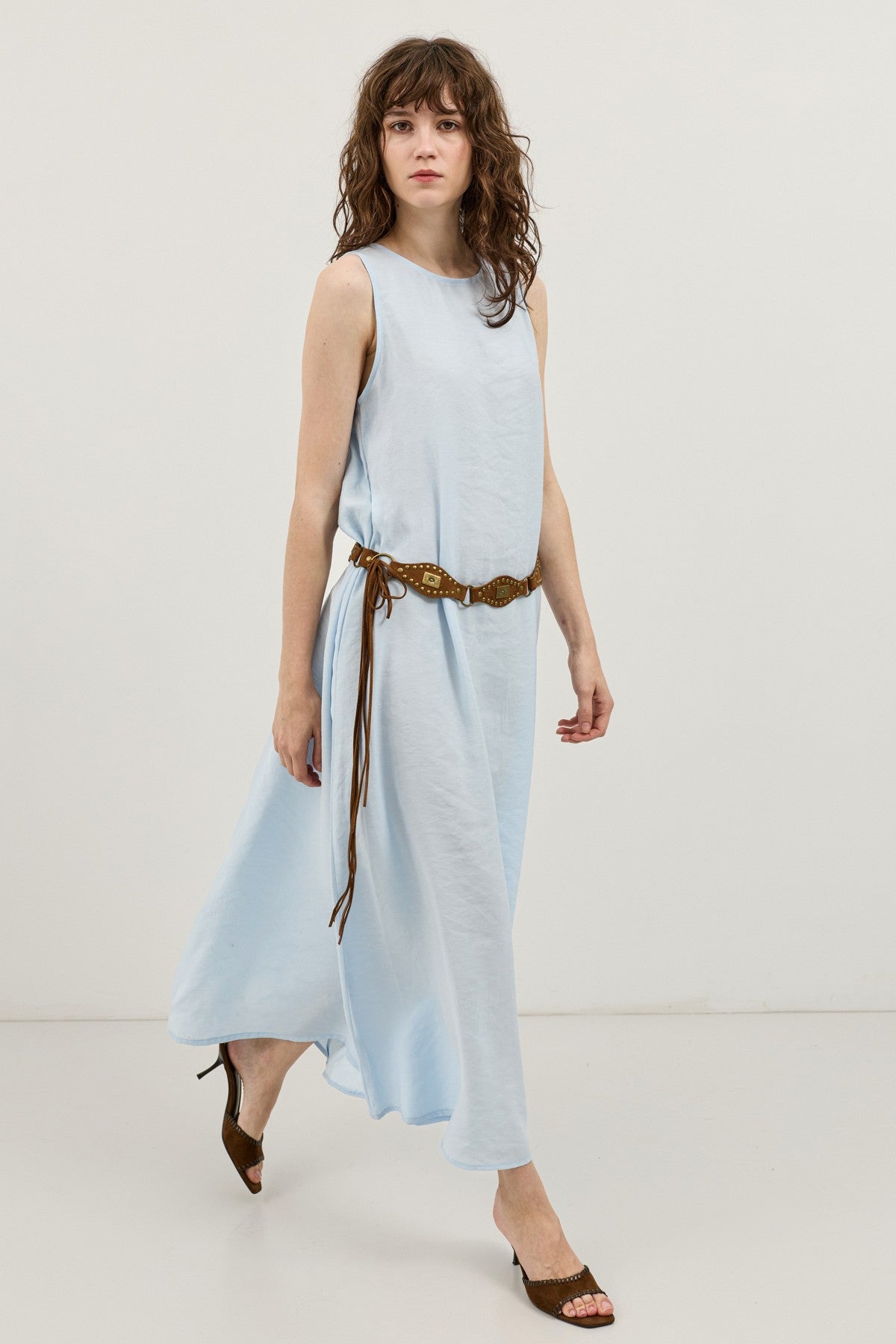Flowy Halter-Neck Midi Dress