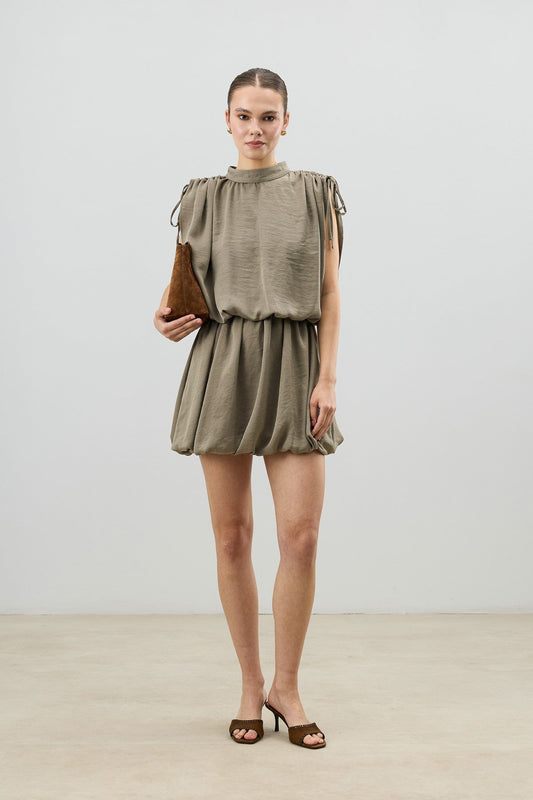 Women's Dress with Gathered Shoulders