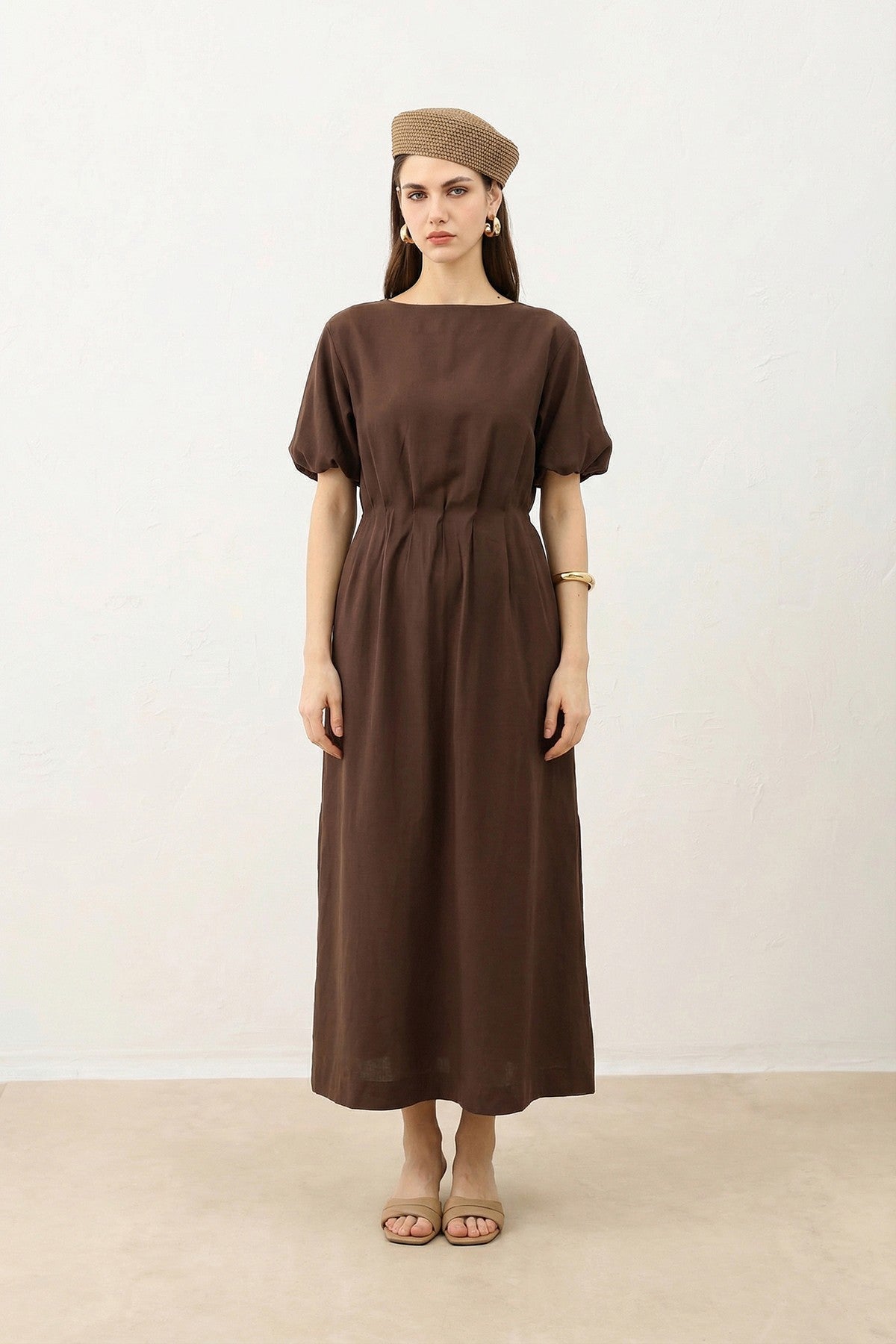 Antioch Balloon-Sleeve Midi Dress for Women