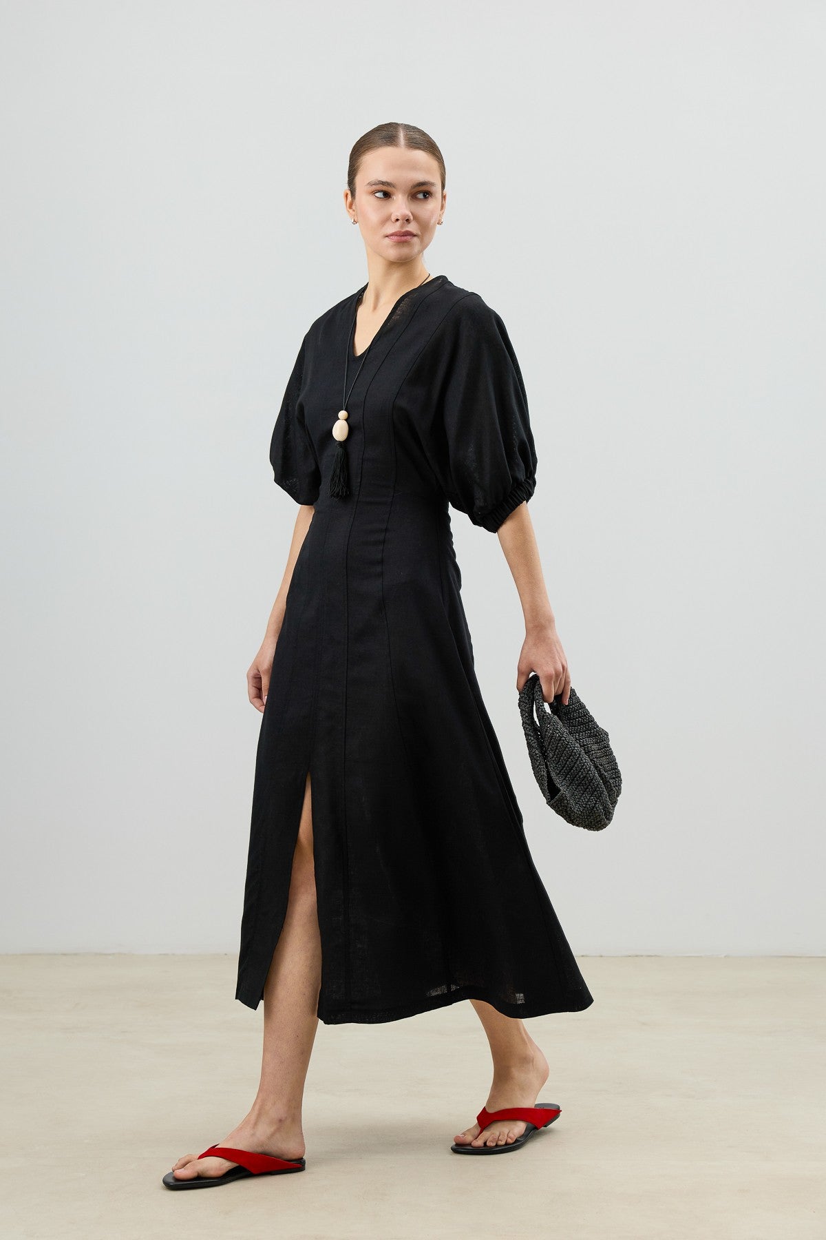Antioch V-Neck Linen-Blend Women's Dress