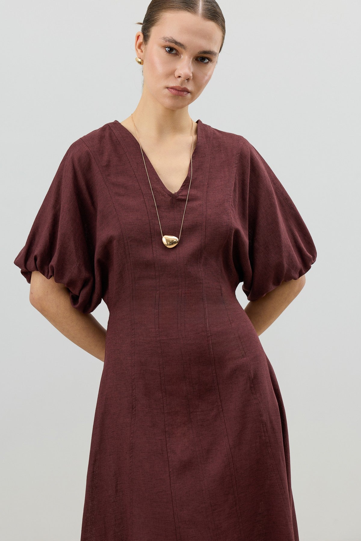 Antioch V-Neck Linen-Blend Women's Dress