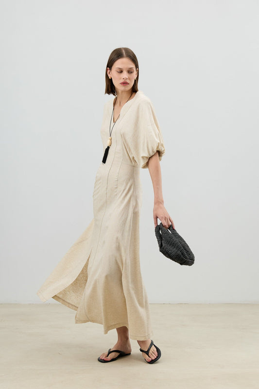Antioch V-Neck Linen-Blend Women's Dress