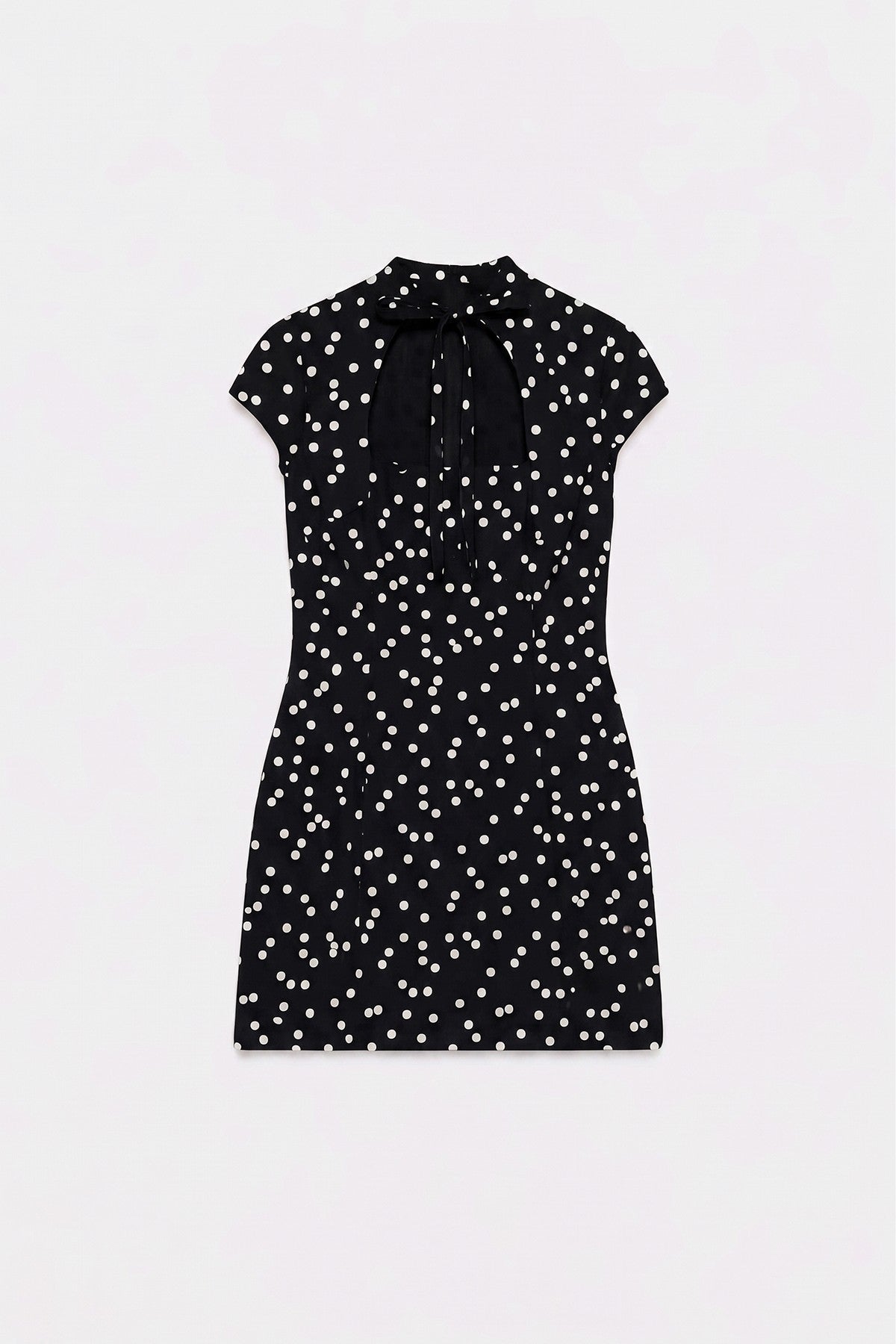 Antioch Short Dress with Lace-Up Polka Dot Pattern