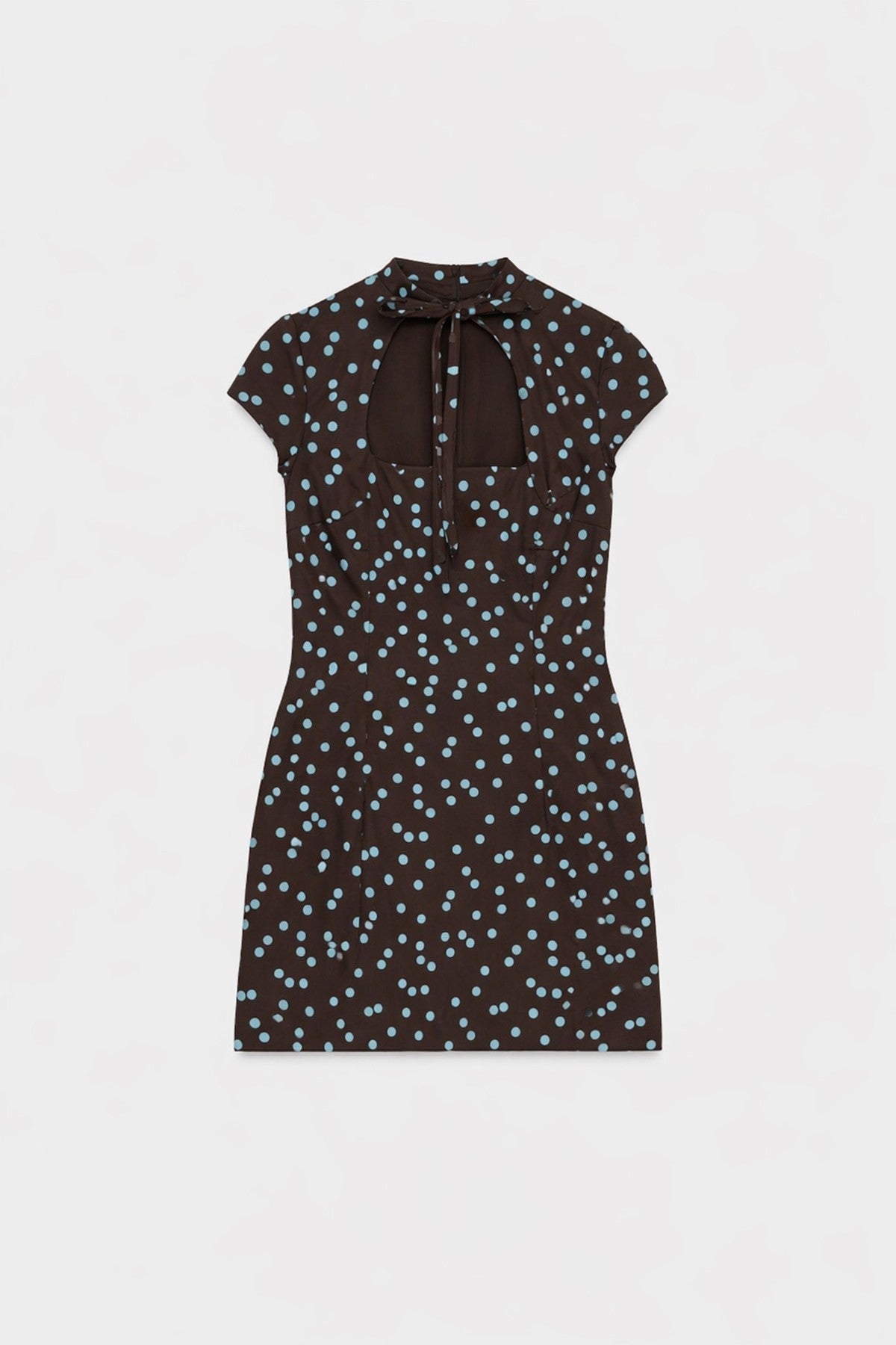 Antioch Short Dress with Lace-Up Polka Dot Pattern