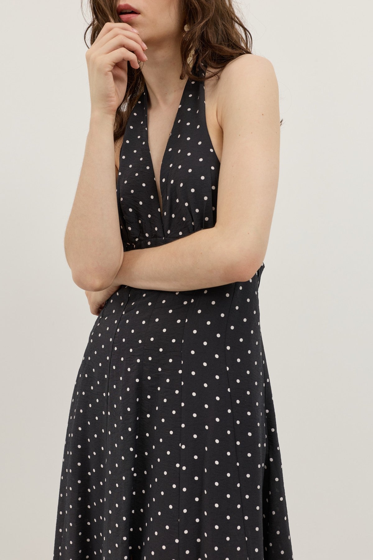 Women's Polka-Dot Dress with a Halter Neckline