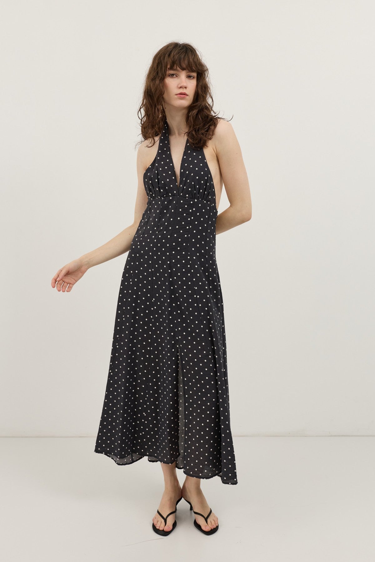 Women's Polka-Dot Dress with a Halter Neckline