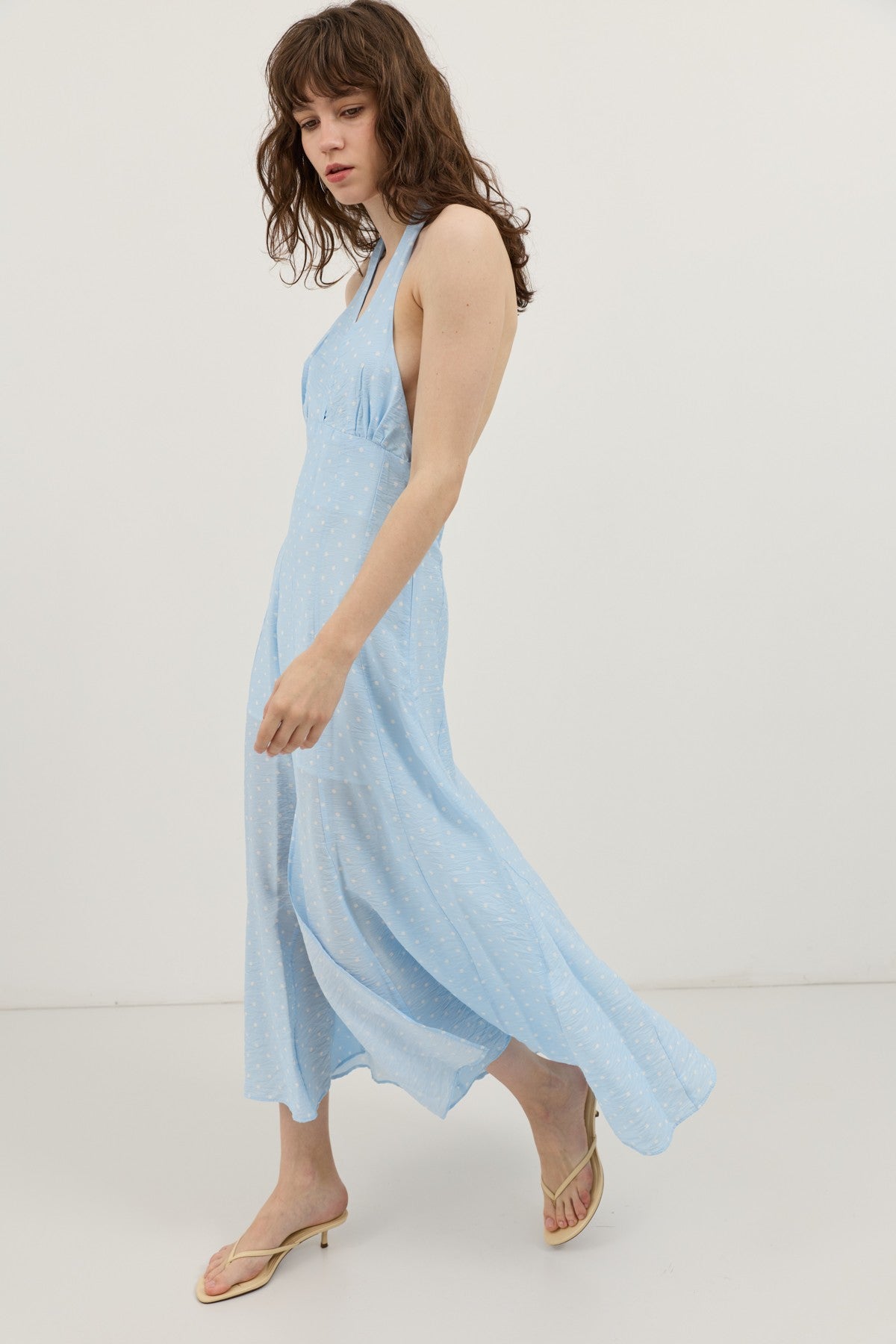 Women's Polka-Dot Dress with a Halter Neckline