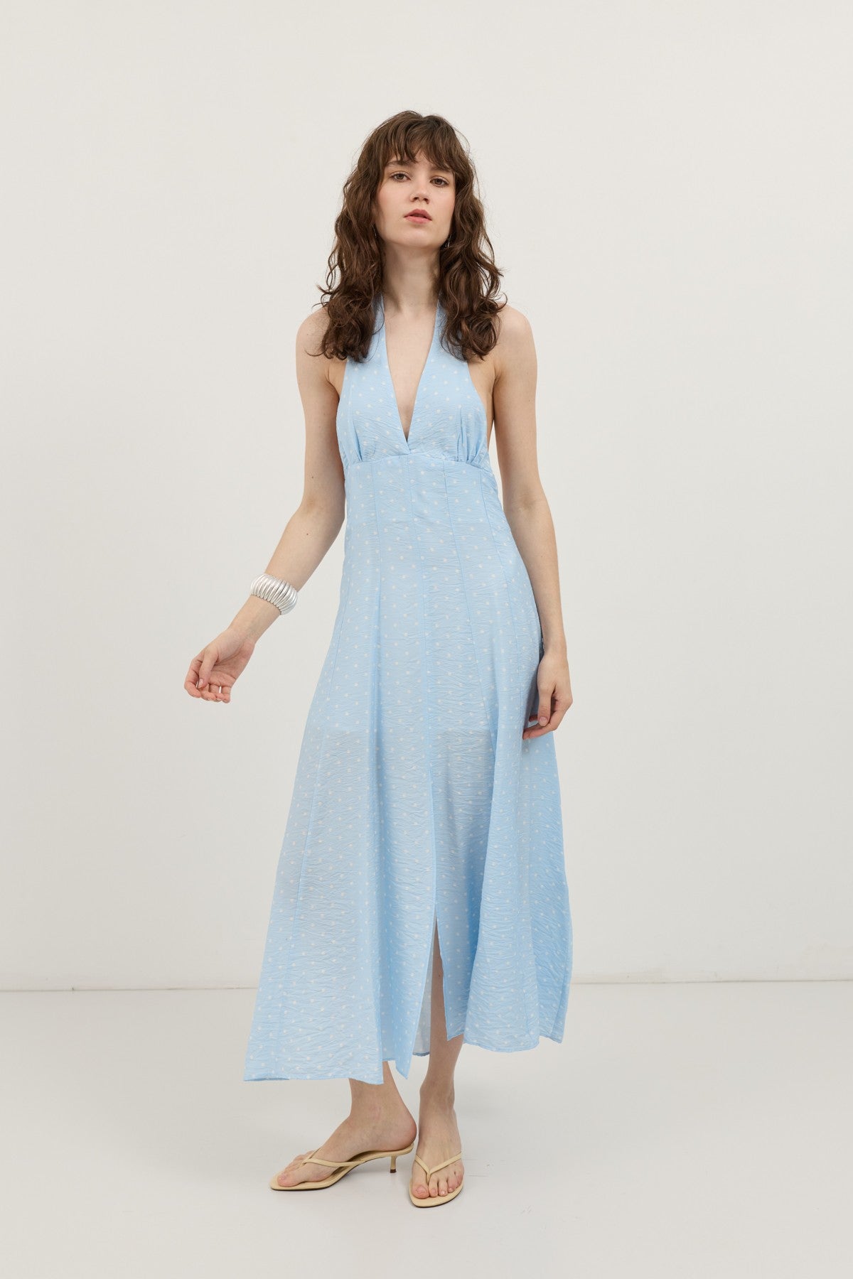 Women's Polka-Dot Dress with a Halter Neckline