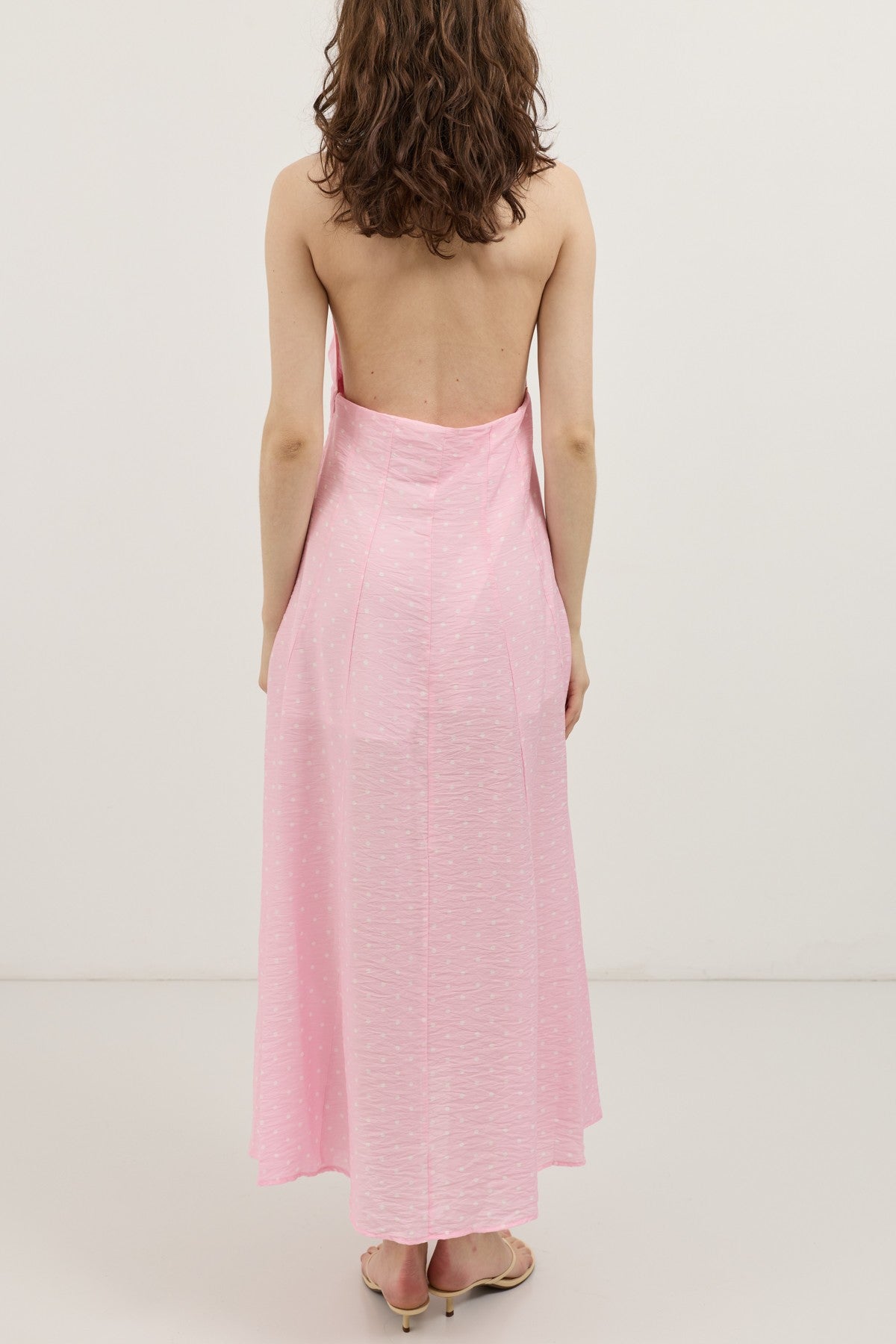 Women's Polka-Dot Dress with a Halter Neckline