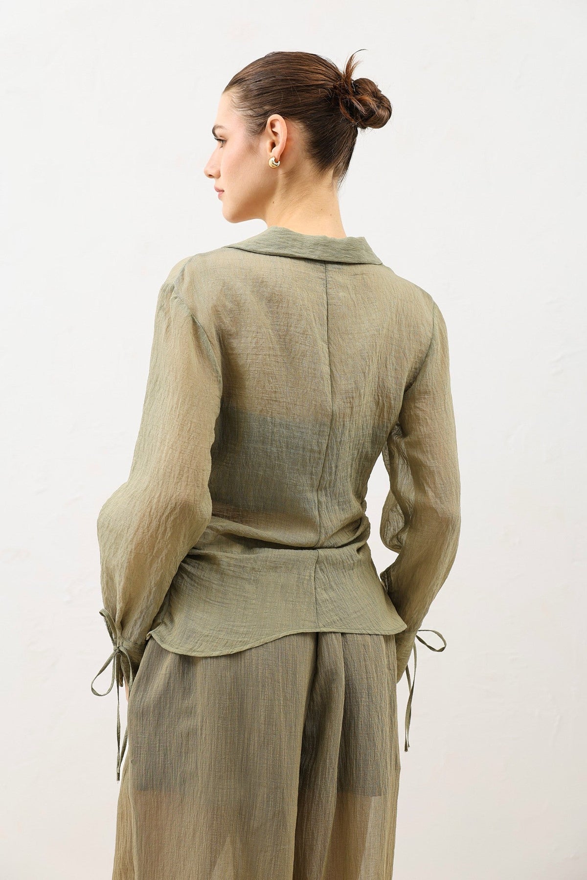 V-Neck Semi-Sheer Women's Shirt