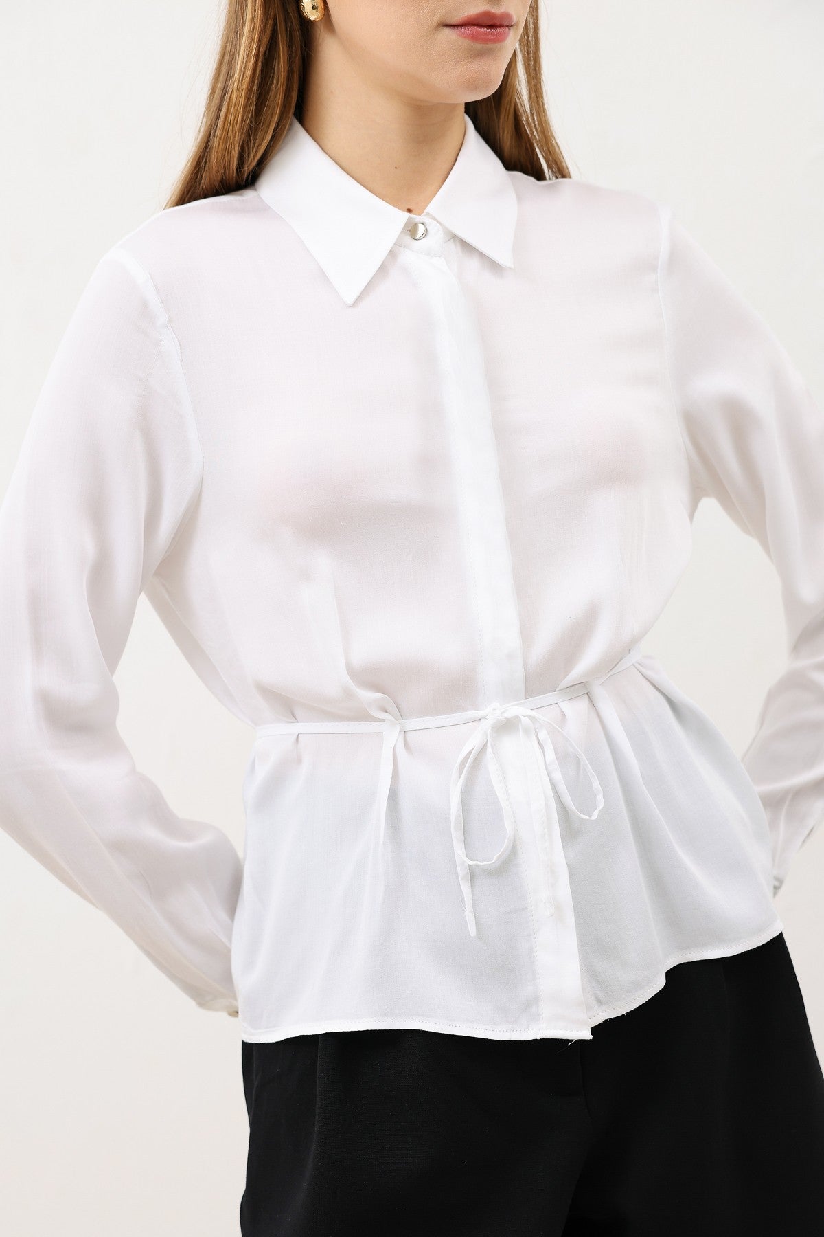 Antioch Women's Shirt with a Tie-Front Neckline