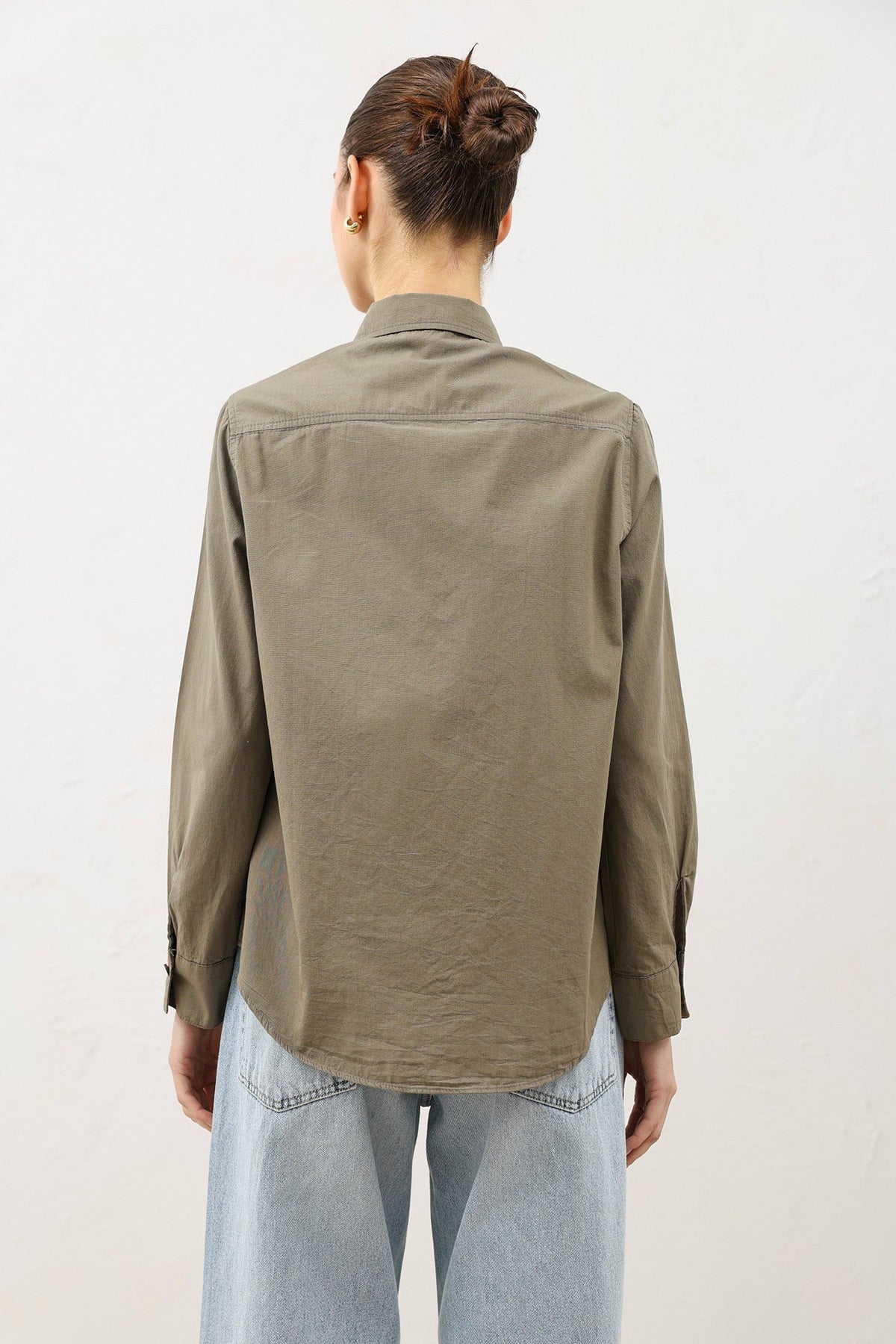 Poplin Shirt with Button Details