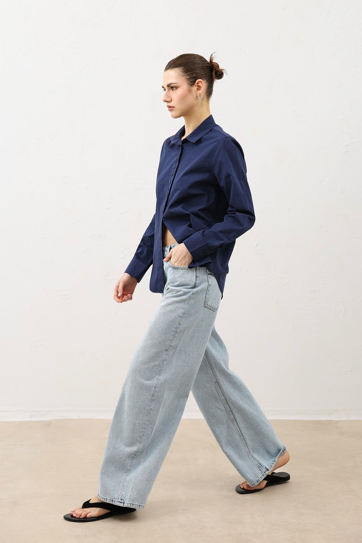 Poplin Shirt with Button Details