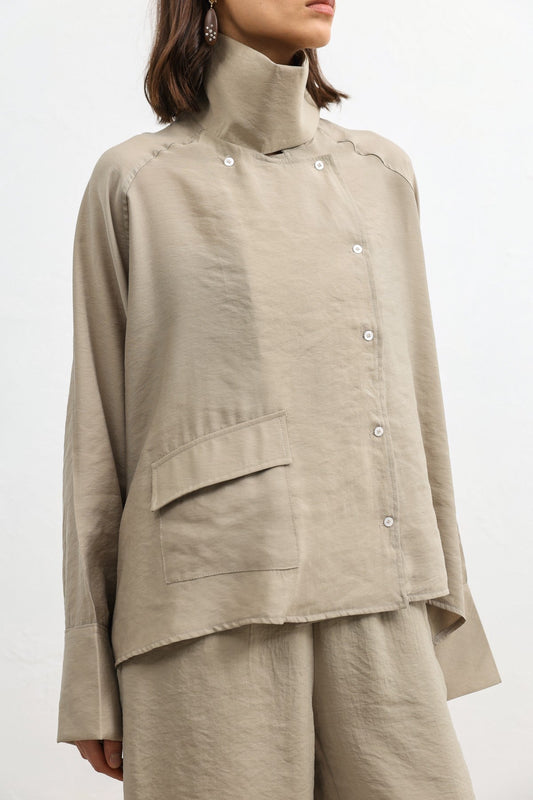 Antioch Women's Shirt with a Stand-Up Collar
