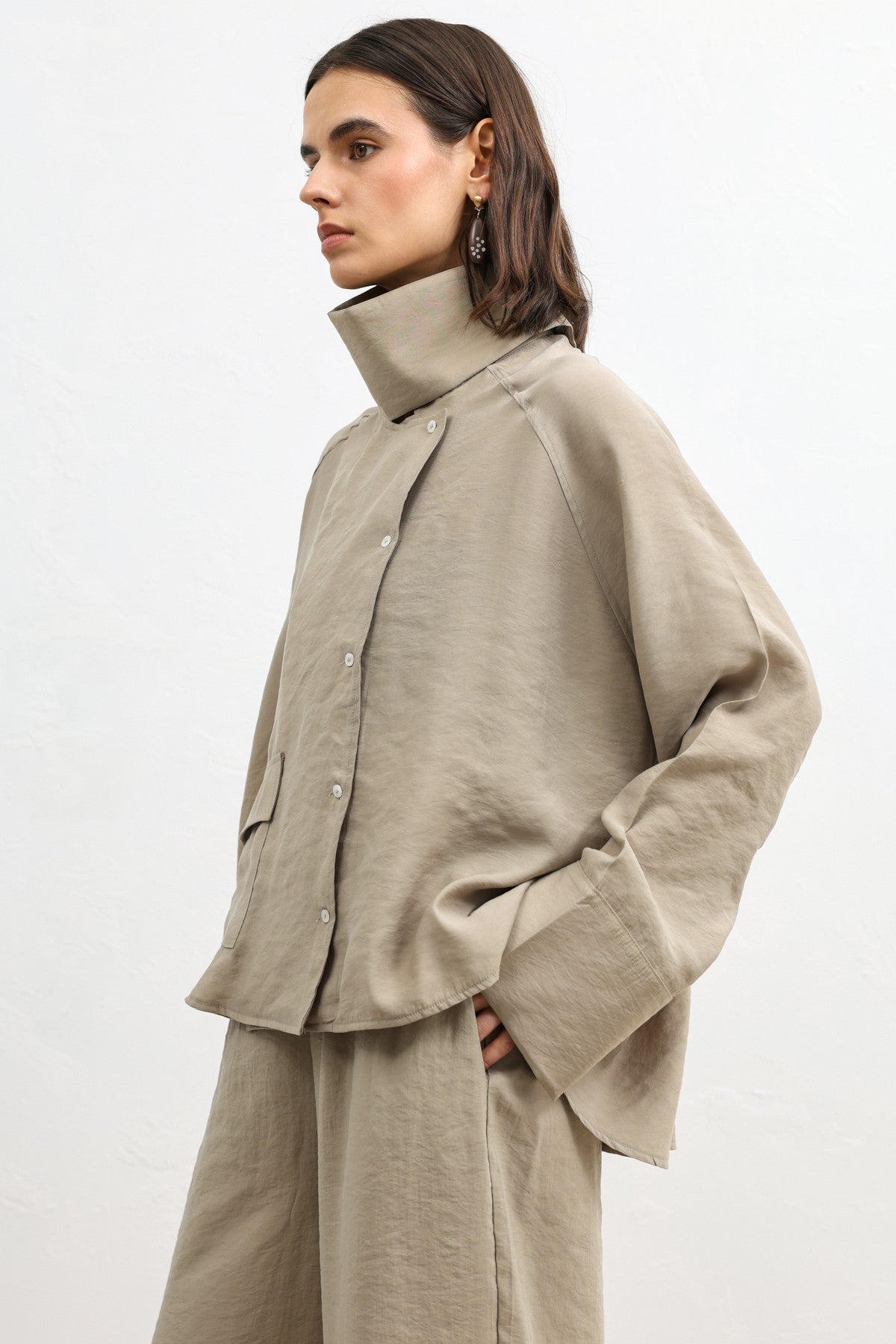Antioch Women's Shirt with a Stand-Up Collar