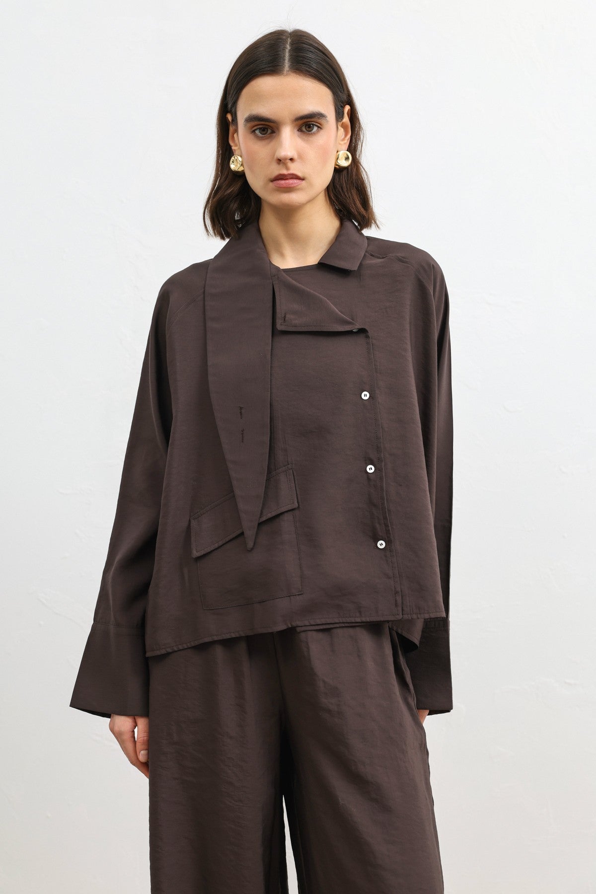 Antioch Women's Shirt with a Stand-Up Collar