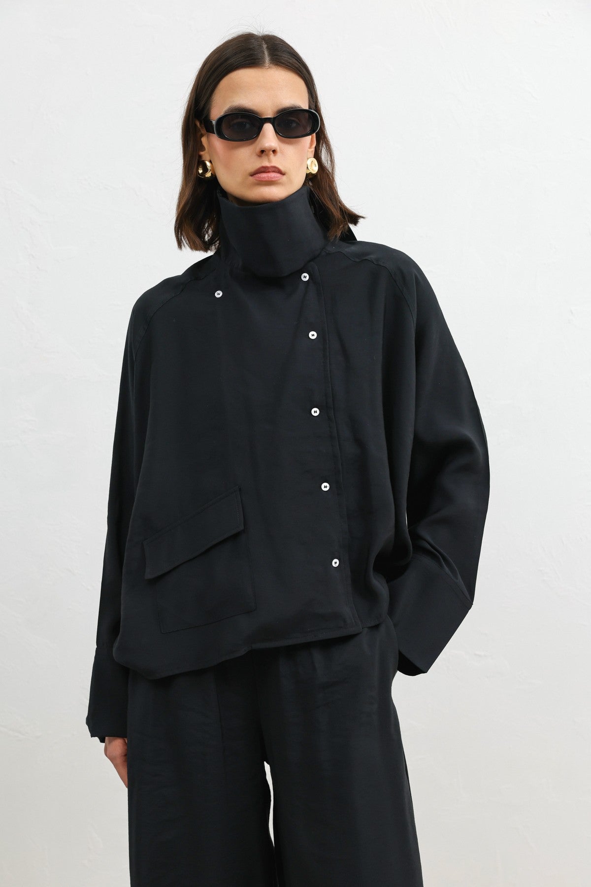Antioch Women's Shirt with a Stand-Up Collar