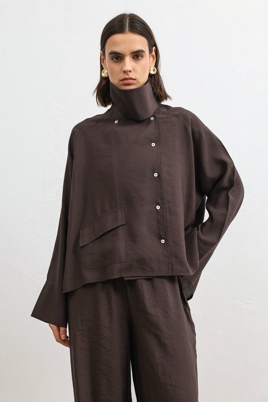 Antioch Women's Shirt with a Stand-Up Collar