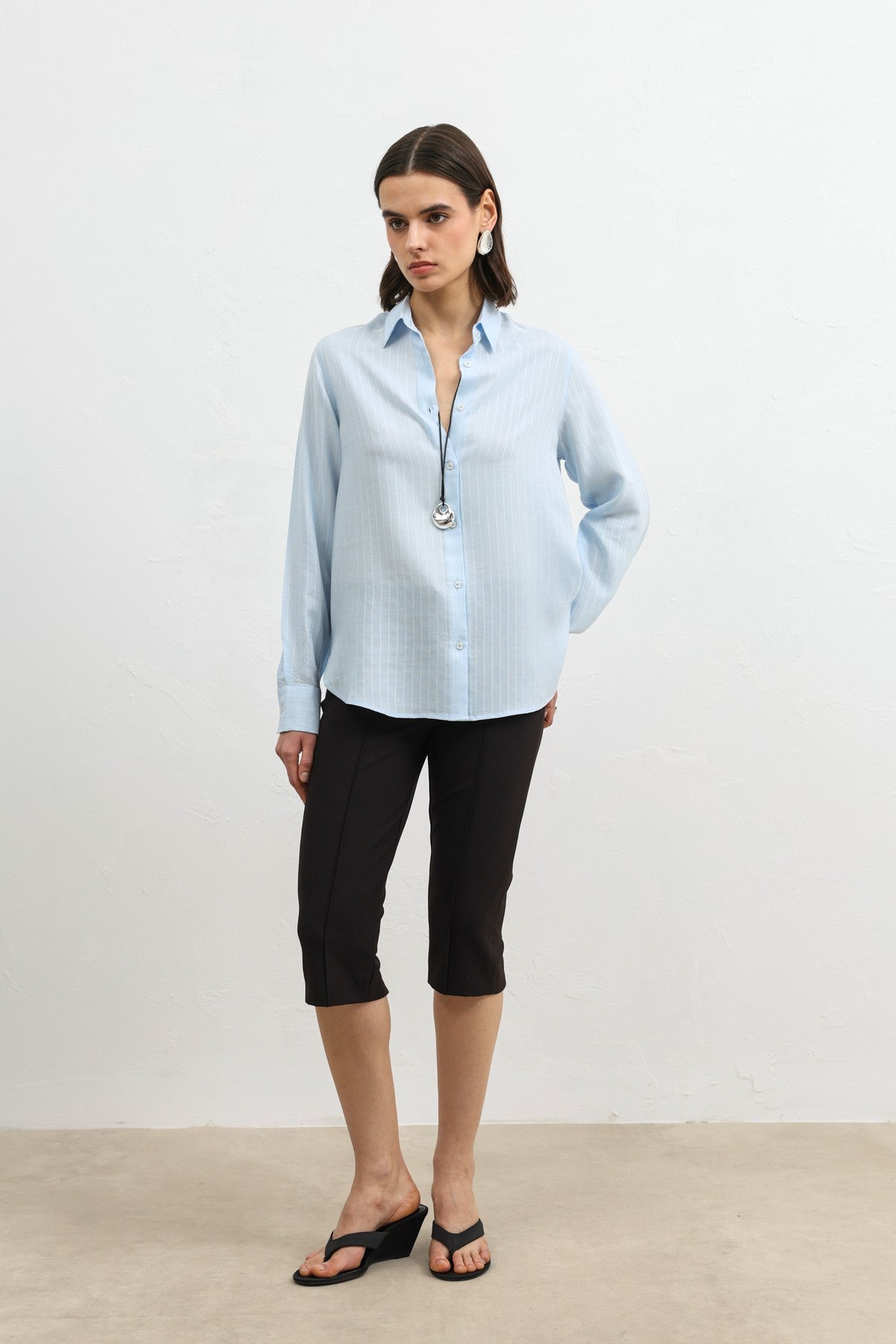 100% Lyocell Striped Women's Shirt