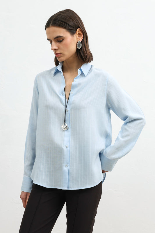 100% Lyocell Striped Women's Shirt
