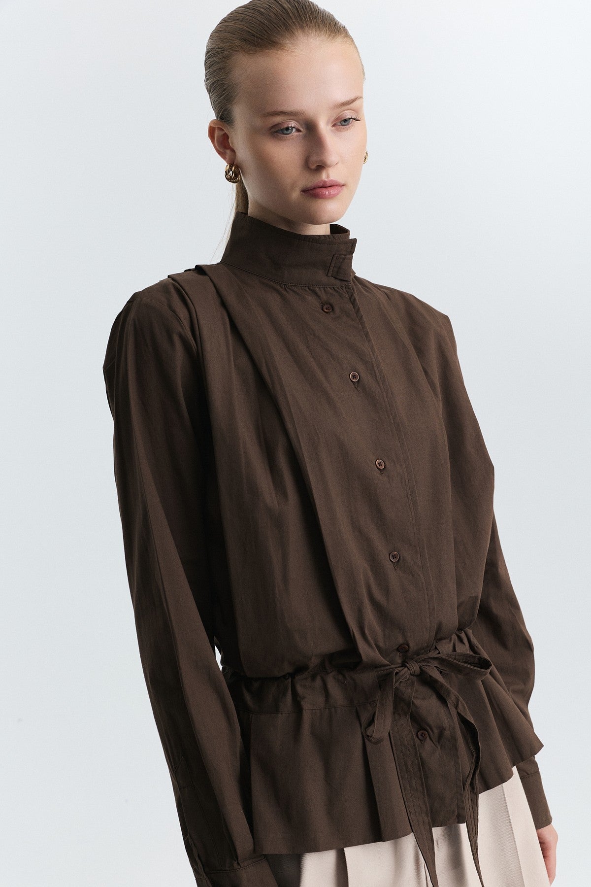 Waist-Tied Poplin Jacket