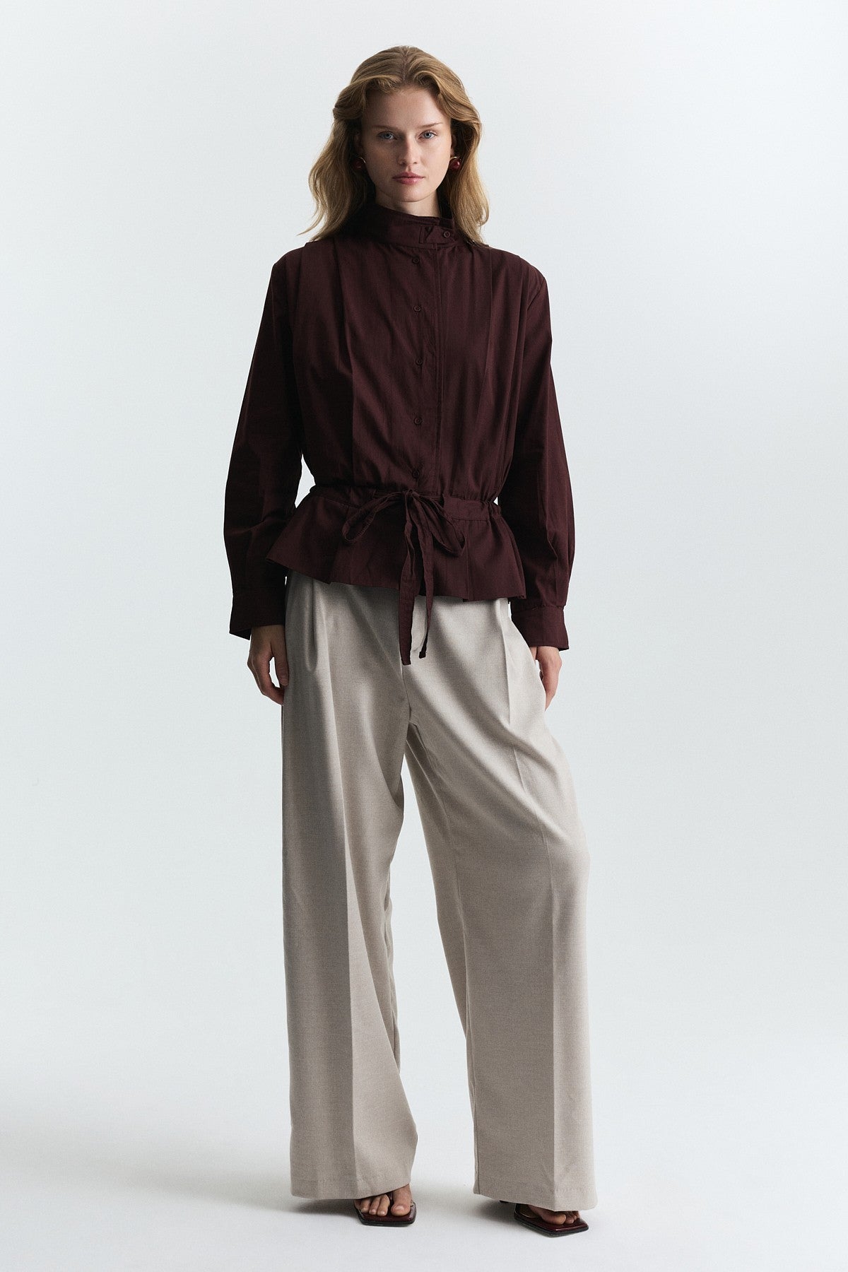 Waist-Tied Poplin Jacket