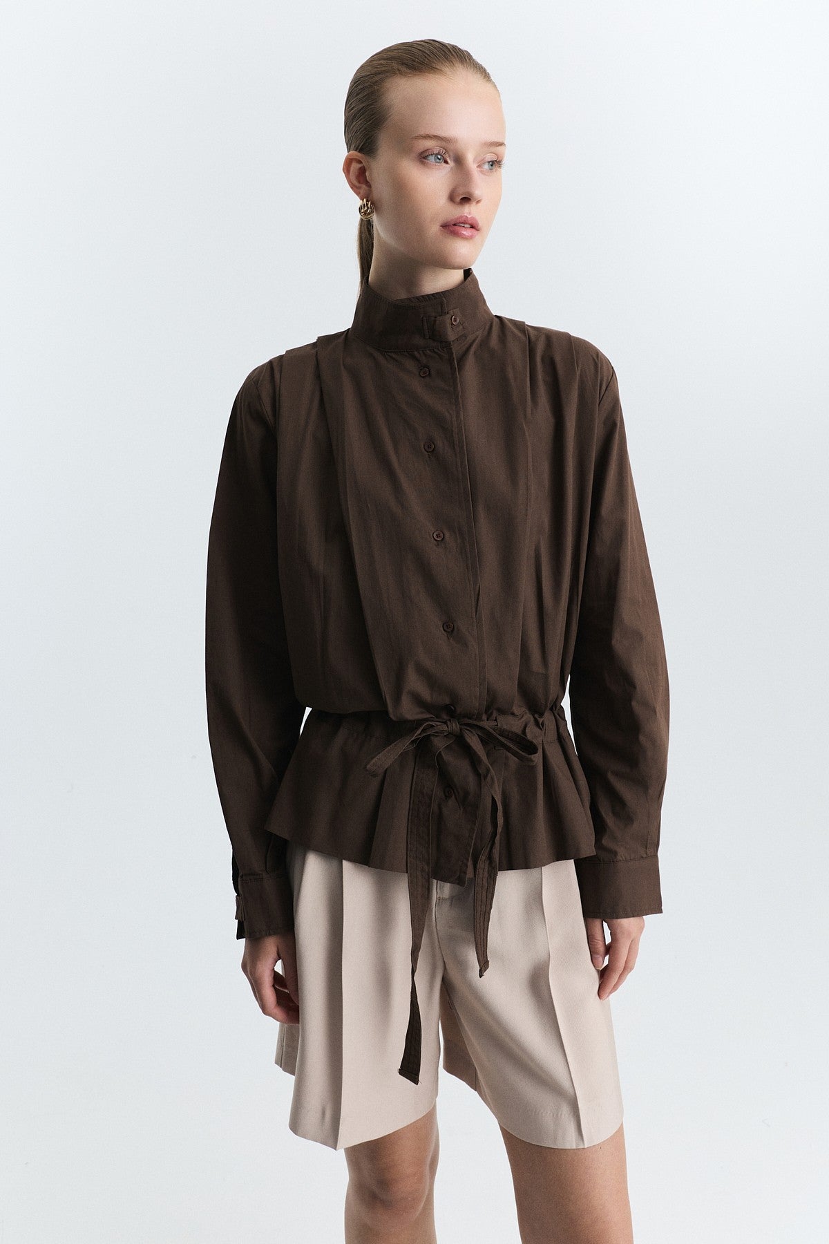 Waist-Tied Poplin Jacket