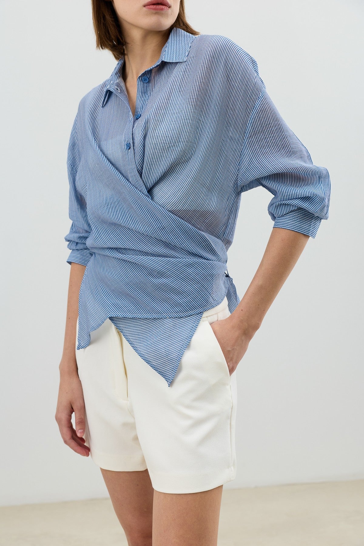 Antioch Women's Striped Cross-Over Shirt