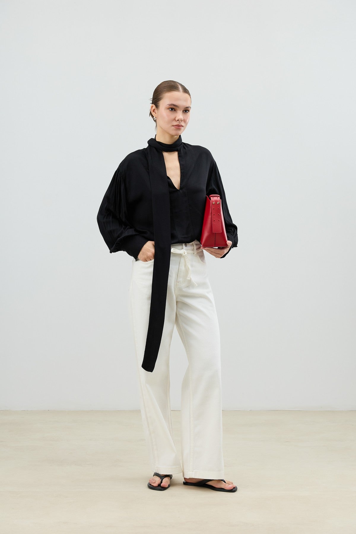 Antioch Bow-Tied Flowy Women's Blouse