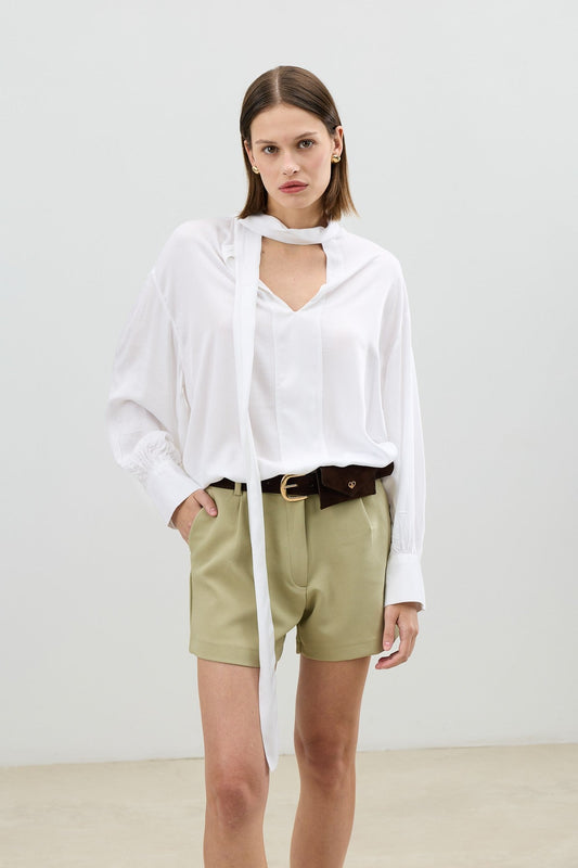 Antioch Bow-Tied Flowy Women's Blouse