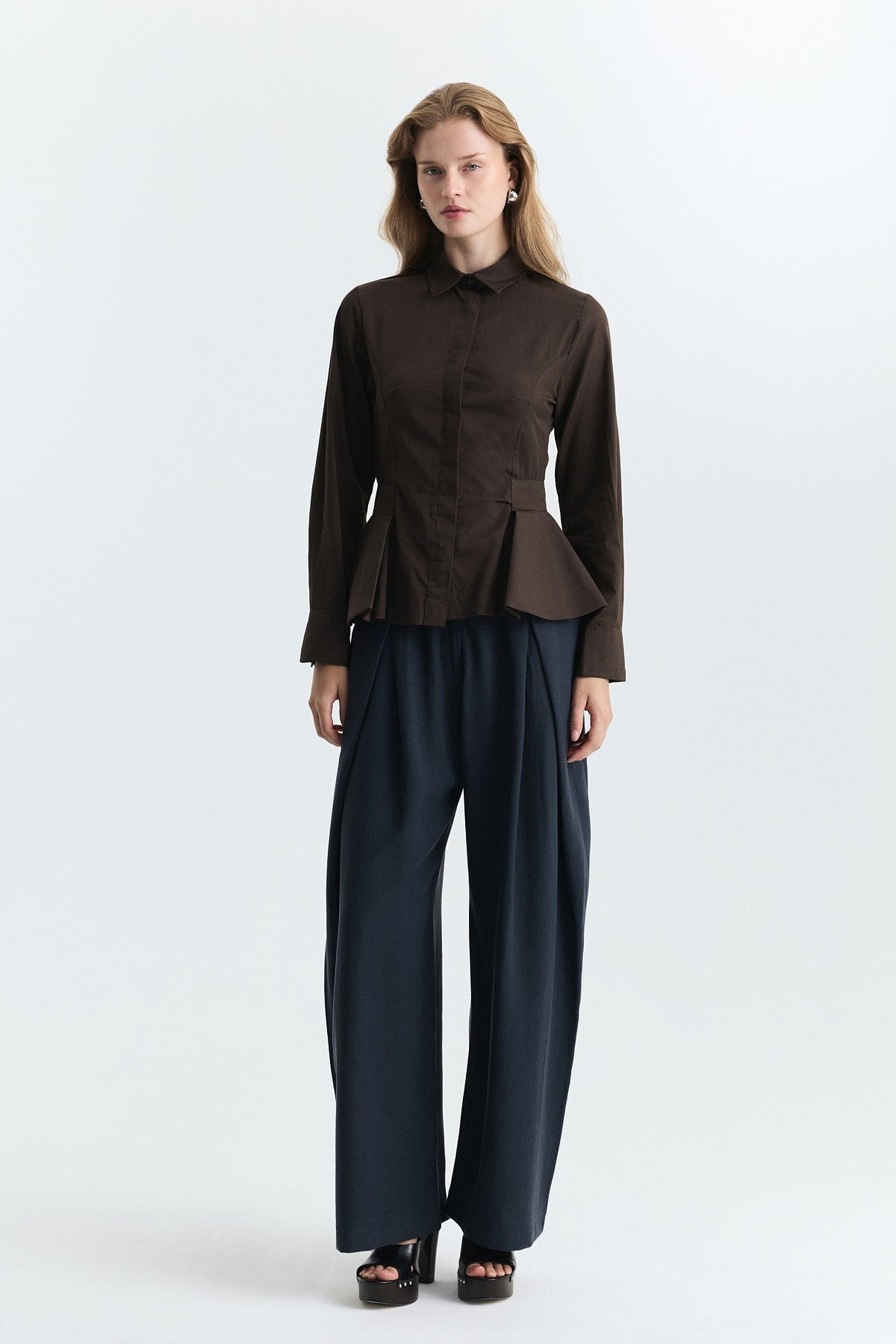Peplum Poplin Shirt