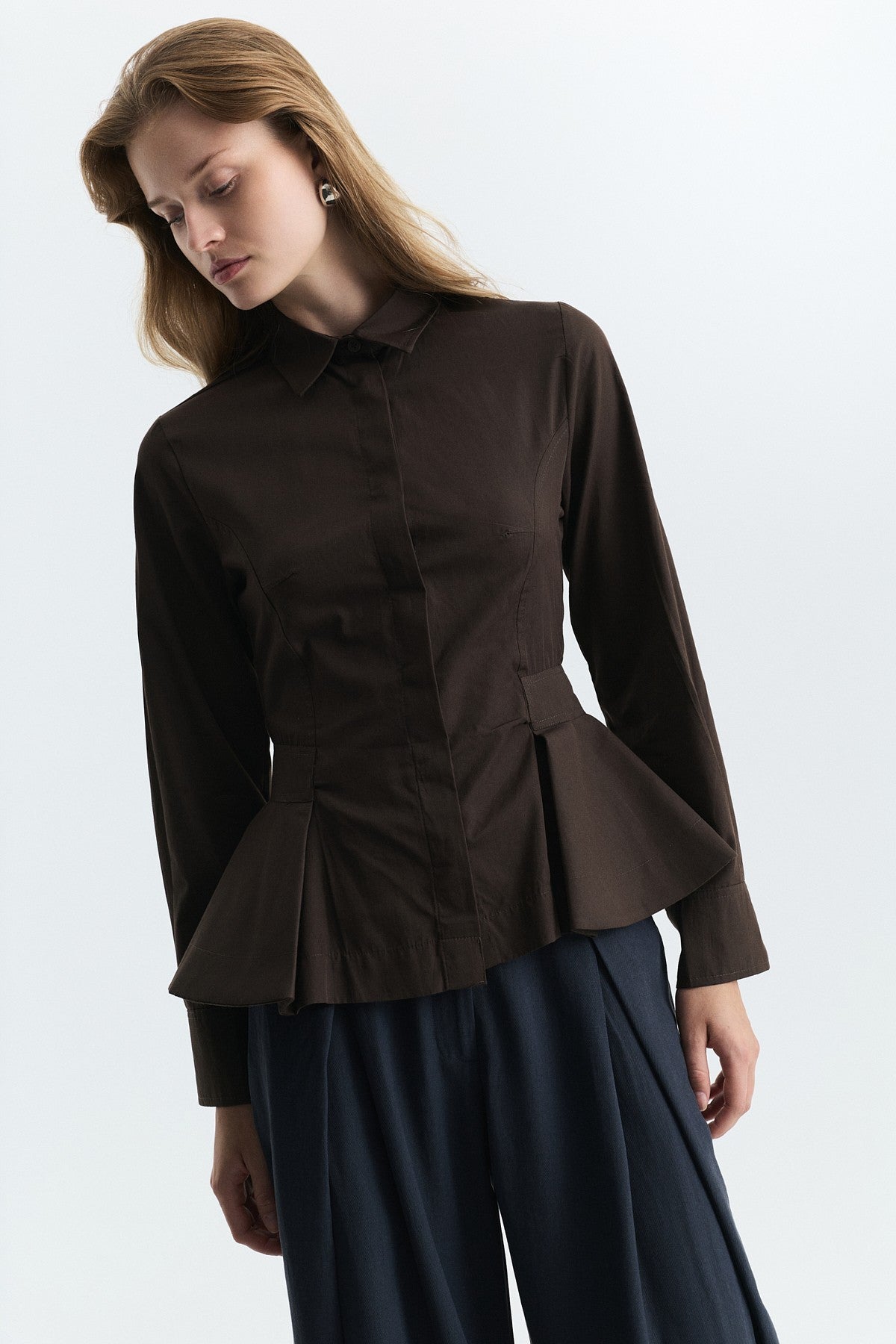 Peplum Poplin Shirt