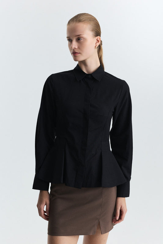 Peplum Poplin Shirt
