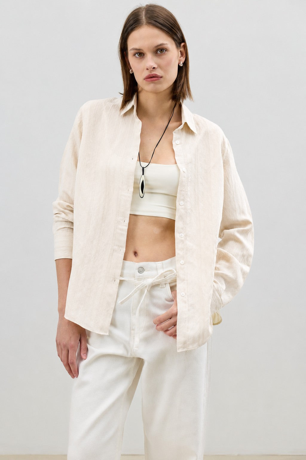 Women's Textured Shirt with Modal Blend