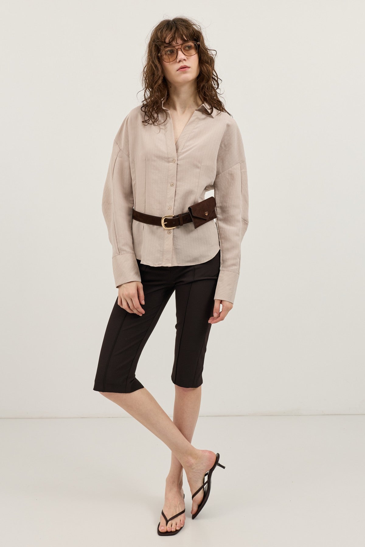 Antioch Pencil-Sleeve Modal Shirt with Detailed Stripes