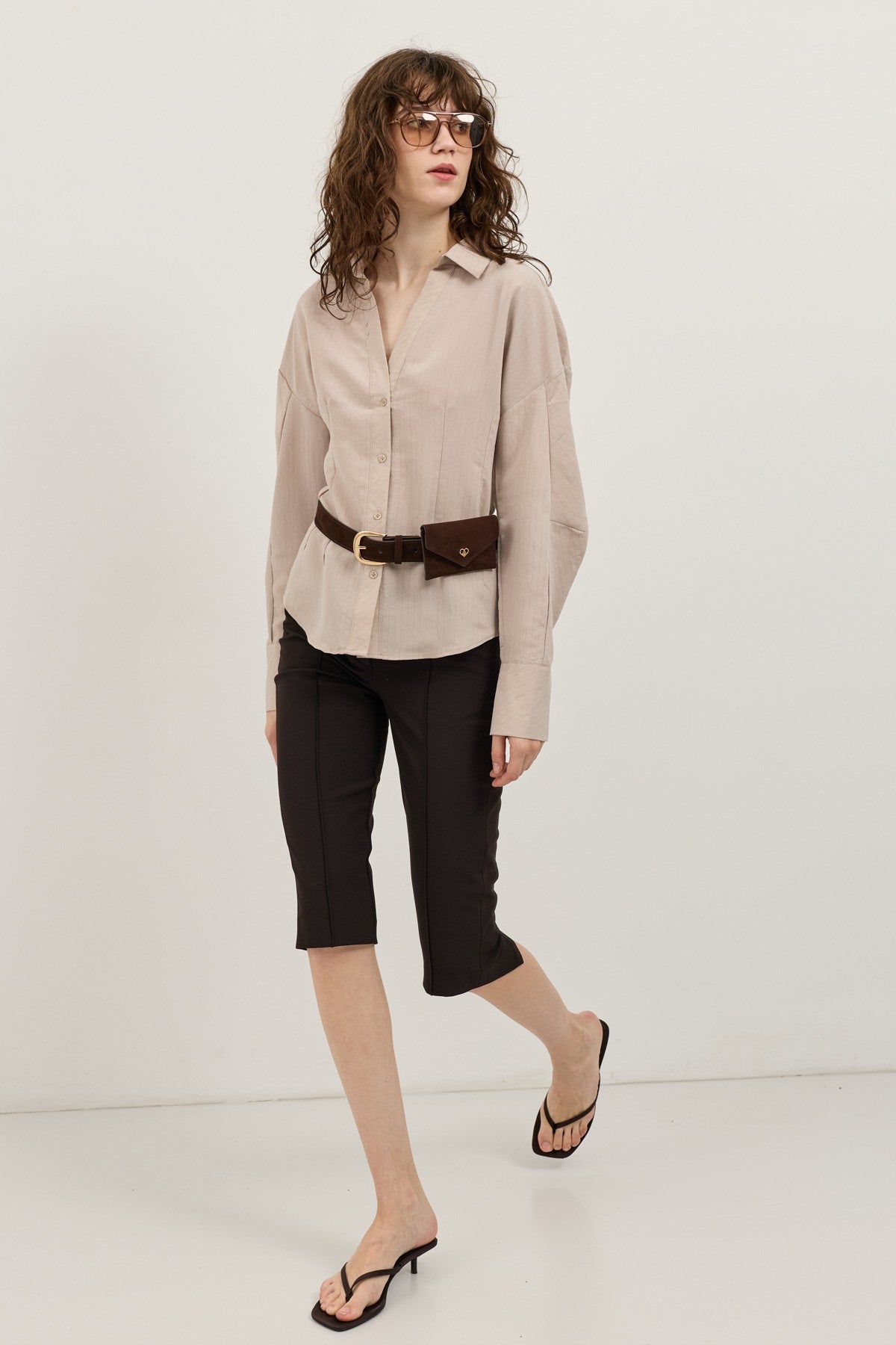 Antioch Pencil-Sleeve Modal Shirt with Detailed Stripes