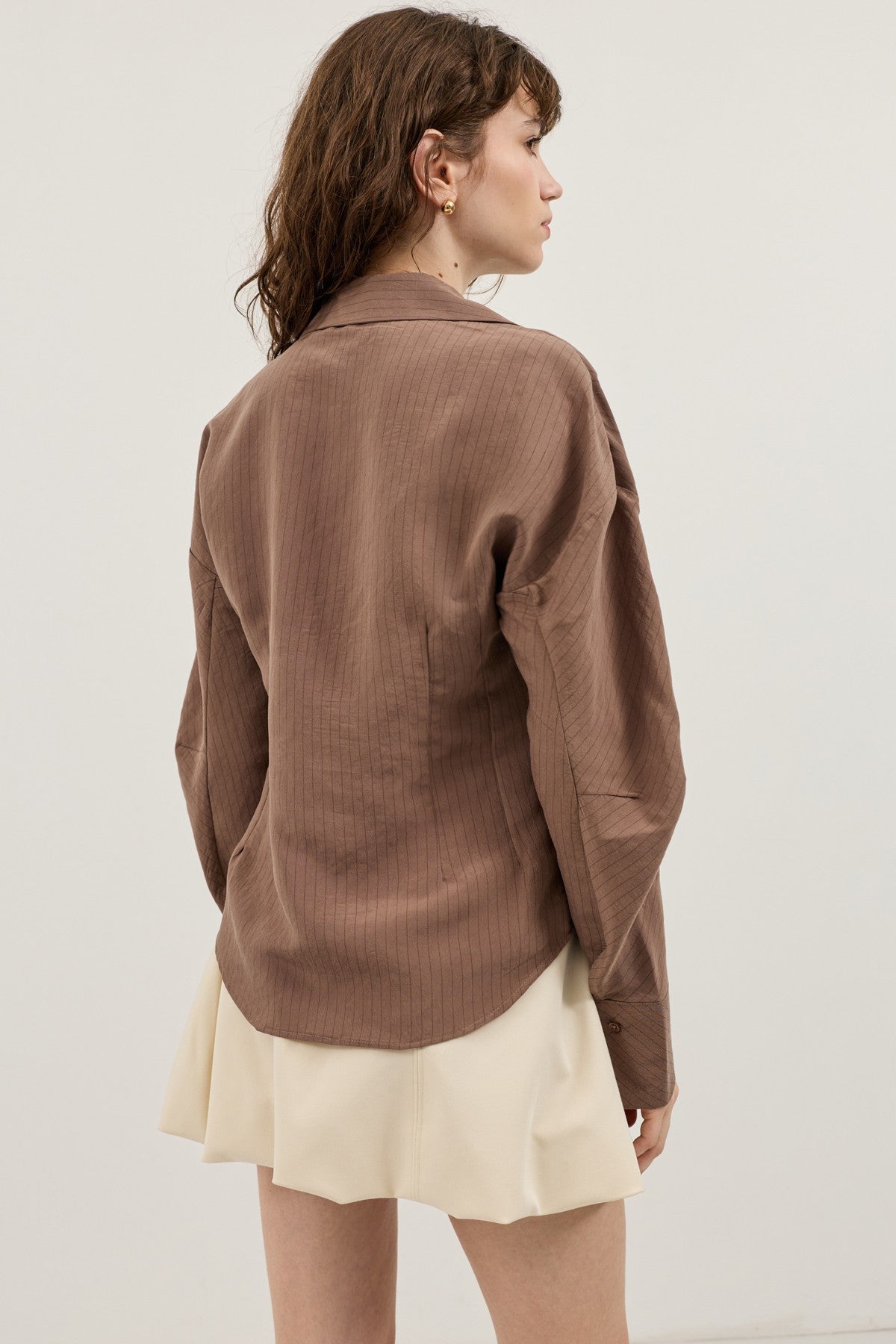 Antioch Pencil-Sleeve Modal Shirt with Detailed Stripes