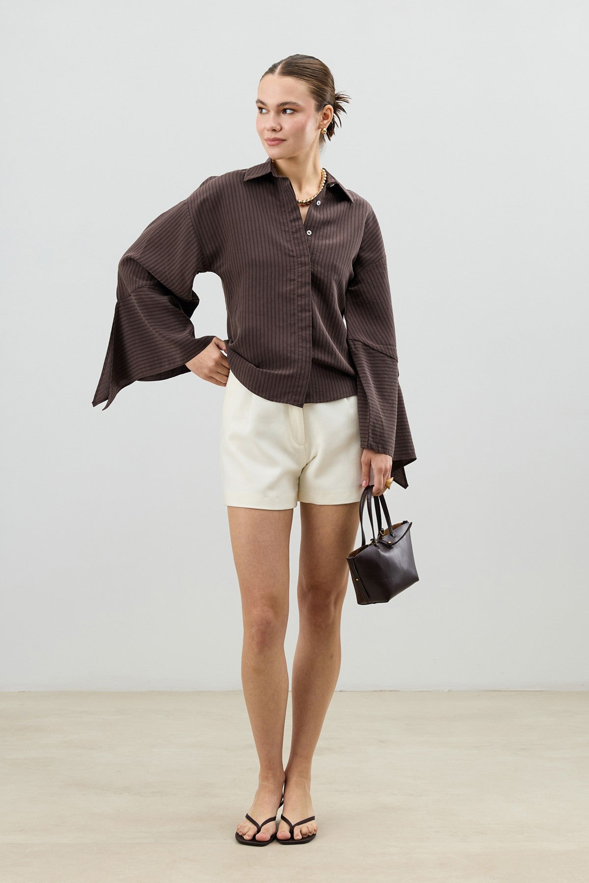 Antioch Women's Striped Shirt with Tie-Back Sleeves