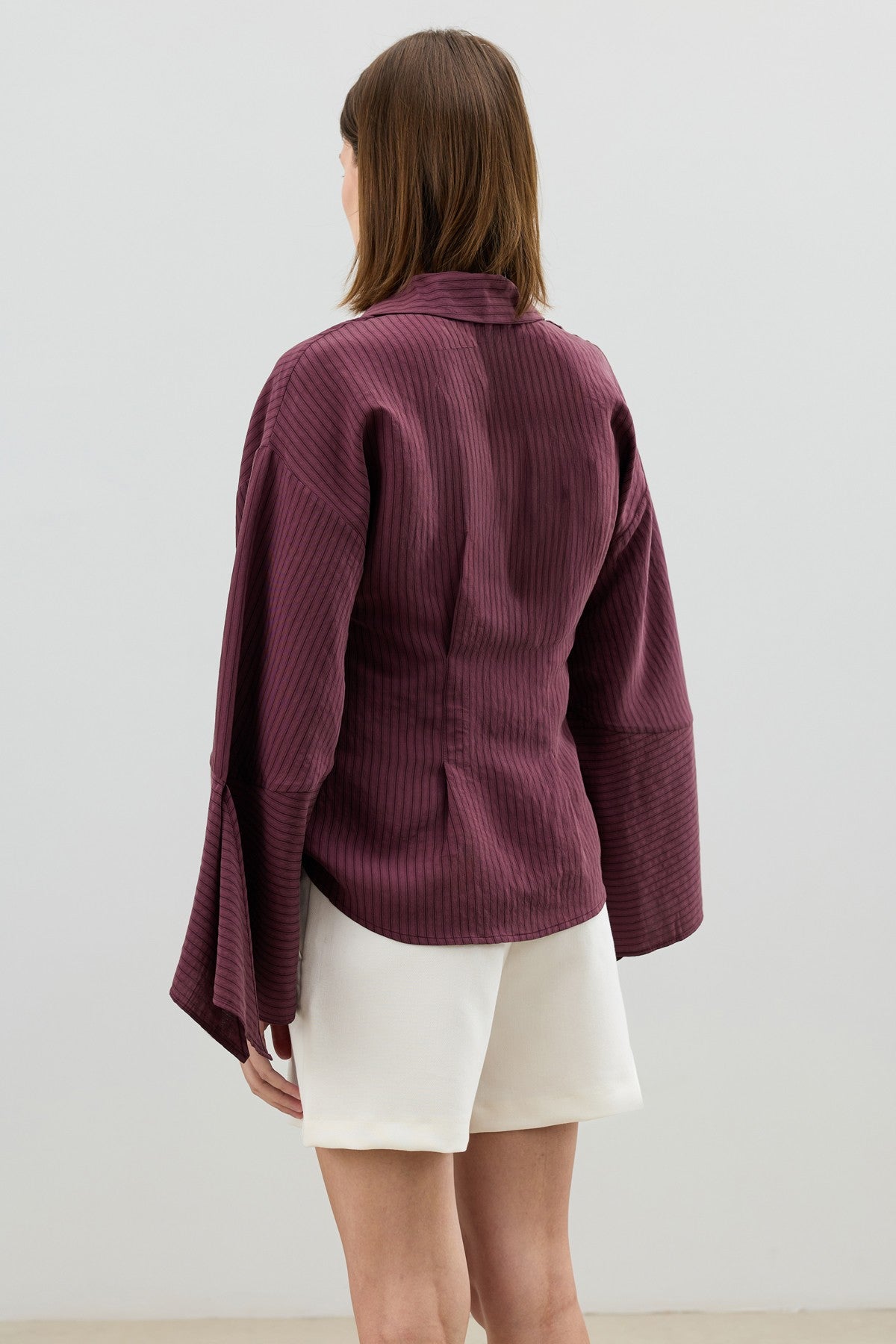 Antioch Women's Striped Shirt with Tie-Back Sleeves