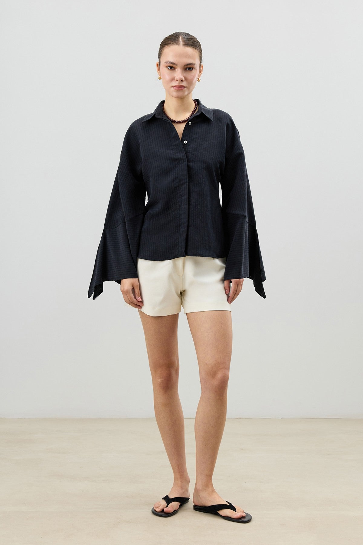 Antioch Women's Striped Shirt with Tie-Back Sleeves