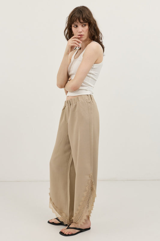 Women's Pants with Lace-Trimmed Cuffs