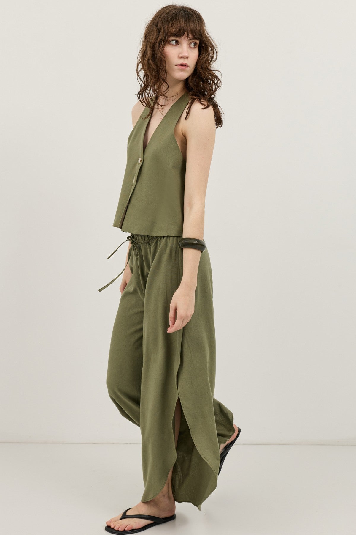 Antioch Women's Slit Pants with Linen Blend