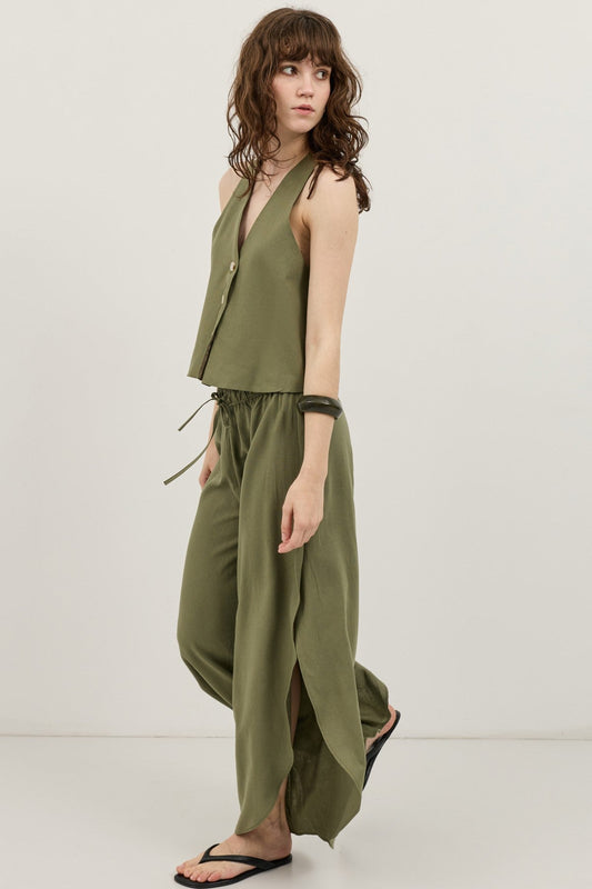 Antioch Women's Slit Pants with Linen Blend