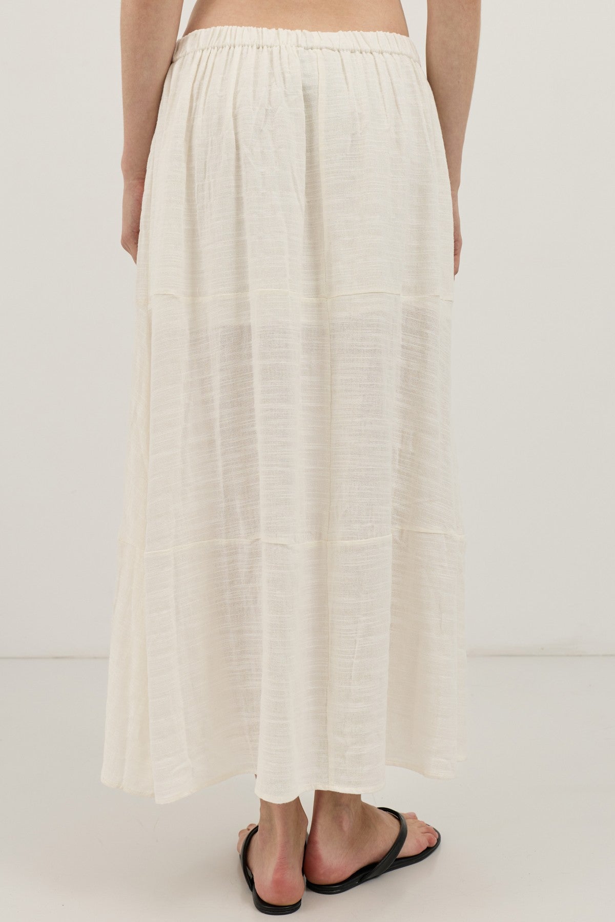 Antioch Linen-Blend Textured Midi Skirt