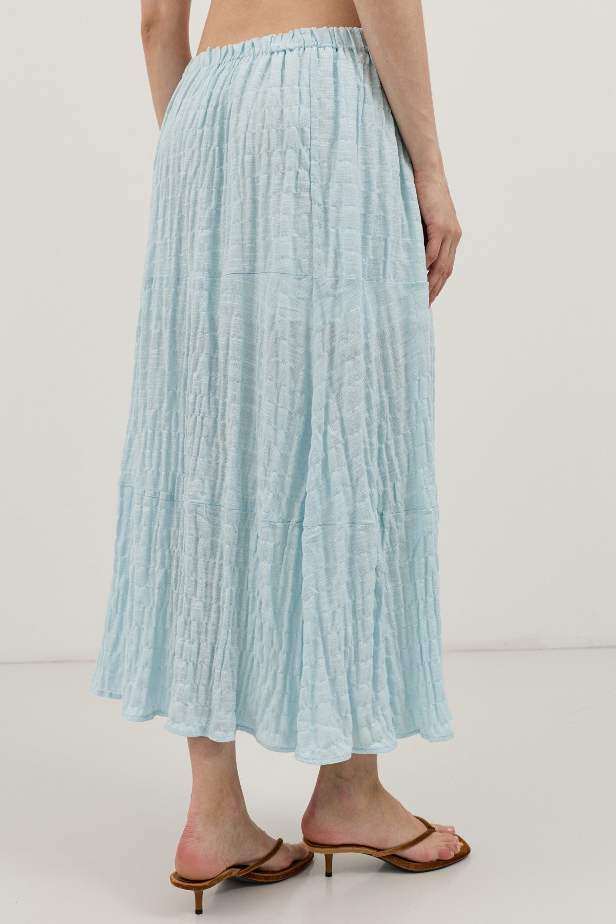 Antioch Linen-Blend Textured Midi Skirt