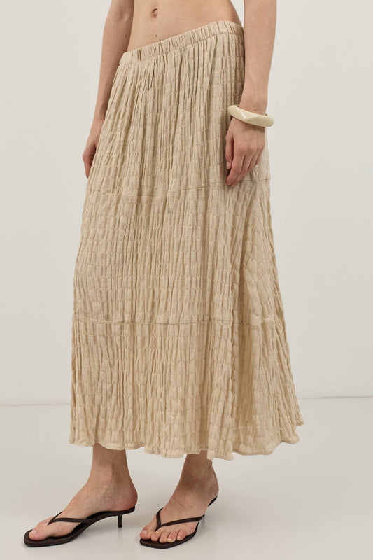 Antioch Linen-Blend Textured Midi Skirt